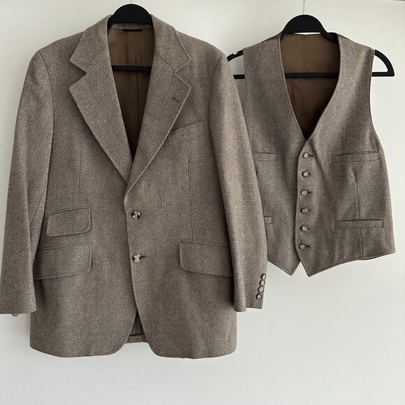 Vintage Haspel Jacket Mens 40 Tweed Wool Blazer Waistcoat Peaky Blinders Dapper - Picture 1 of 16